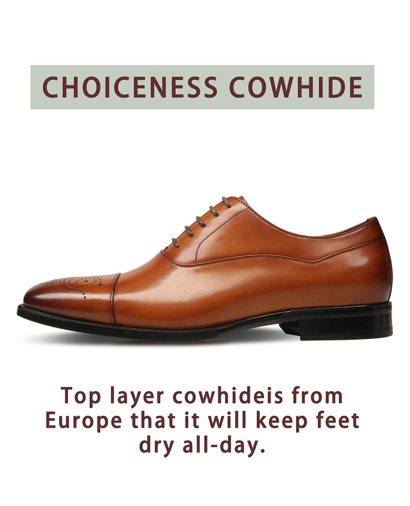 FRASOICUS Latest Model Men Dress Shoes Formal Oxford Office Genuine Leather Shoes Brown - Image 2